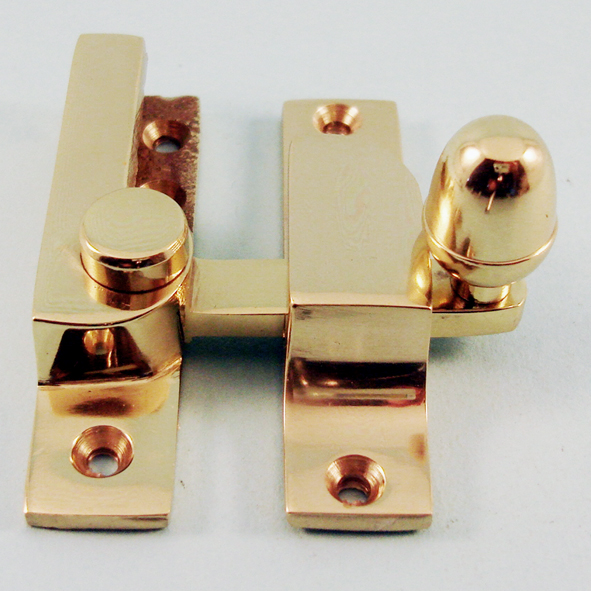 THD102N/PB • Non-Locking • Polished Brass • Narrow Straight Arm Acorn Knob Sash Fastener